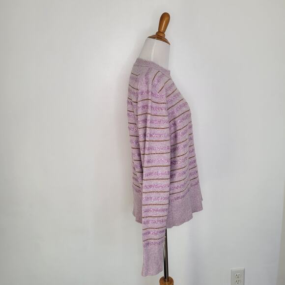 J. Crew Merino Wool Alpaca Sweater Pullover Sequin Purple Festive Women Large - Picture 3 of 13